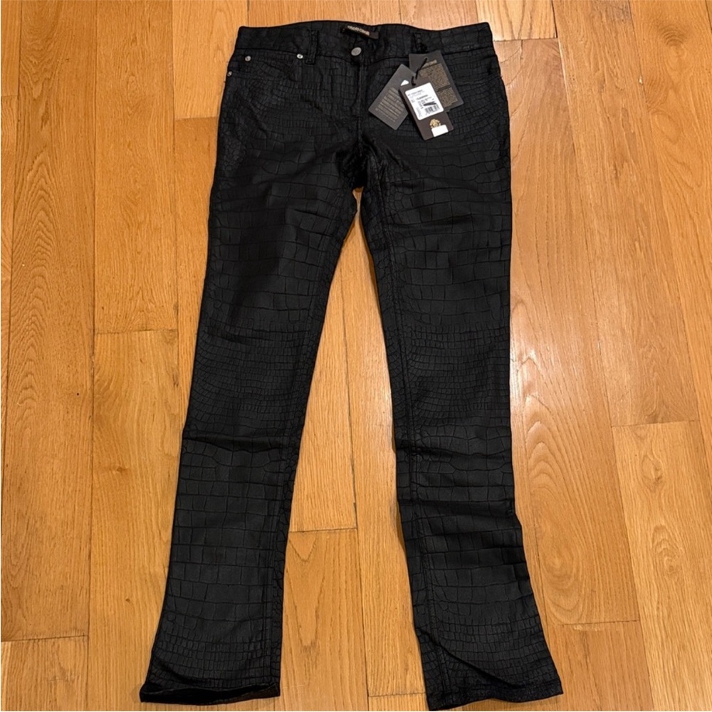 Roberto Cavalli Black Croc textured Pants